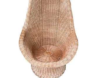 Vintage wicker high back chair hot sale