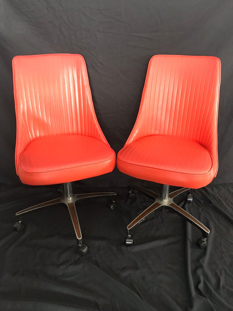 Sold Mid Century Modern Chromcraft Swivel Chair On Casters Etsy