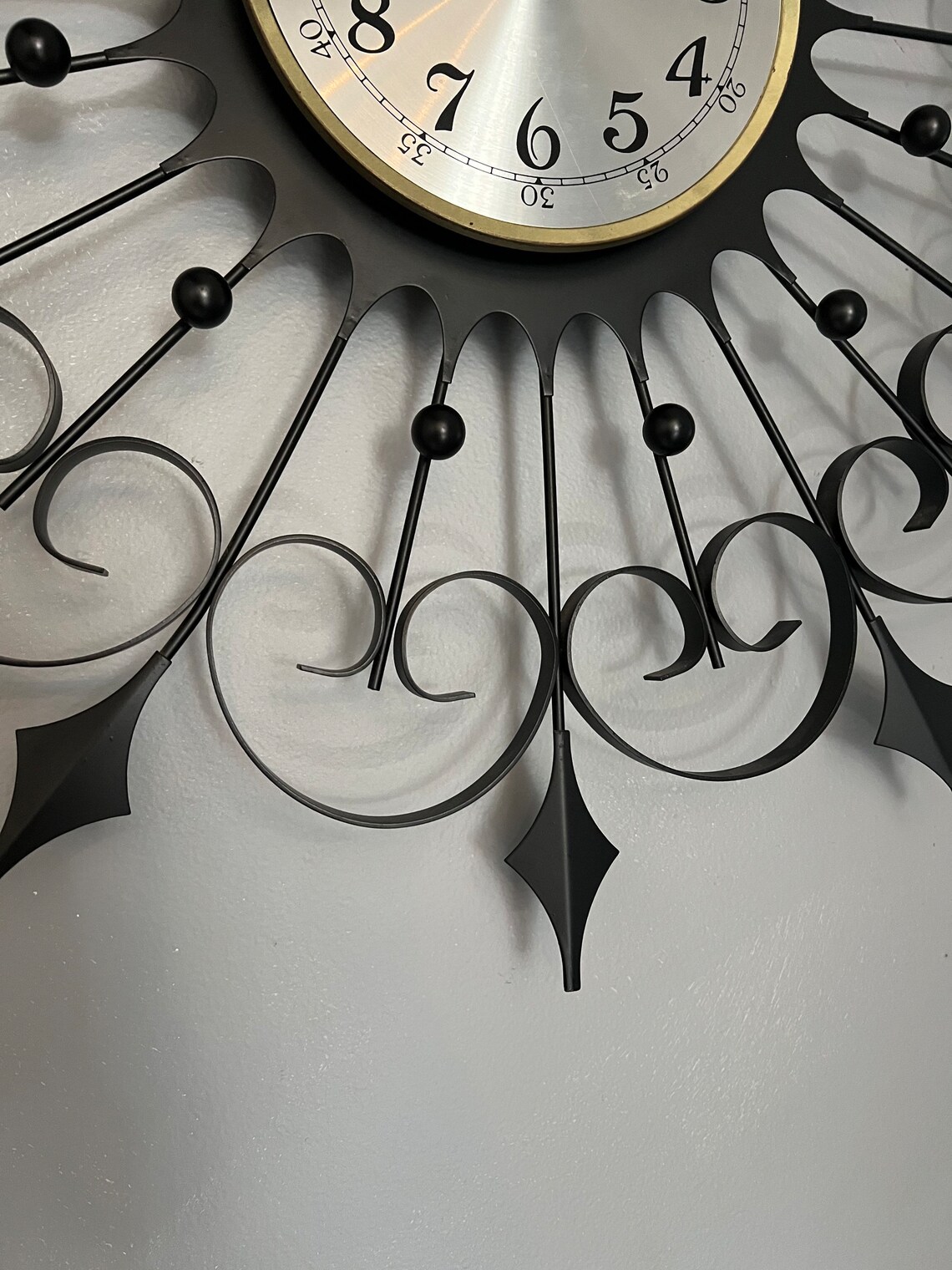 Vintage Starburst Black Metal Wall Clock/ MCM Welby Sunburst Etsy