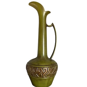 MCM Haeger Jug/Pitcher/Vase #4070/ Vintage Avocado Green Vase/1960s Decor