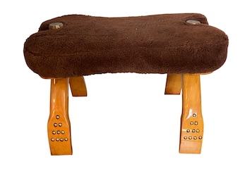 Vintage Egyptian Camel Saddle Ottoman: Mid-Century Modern Stool