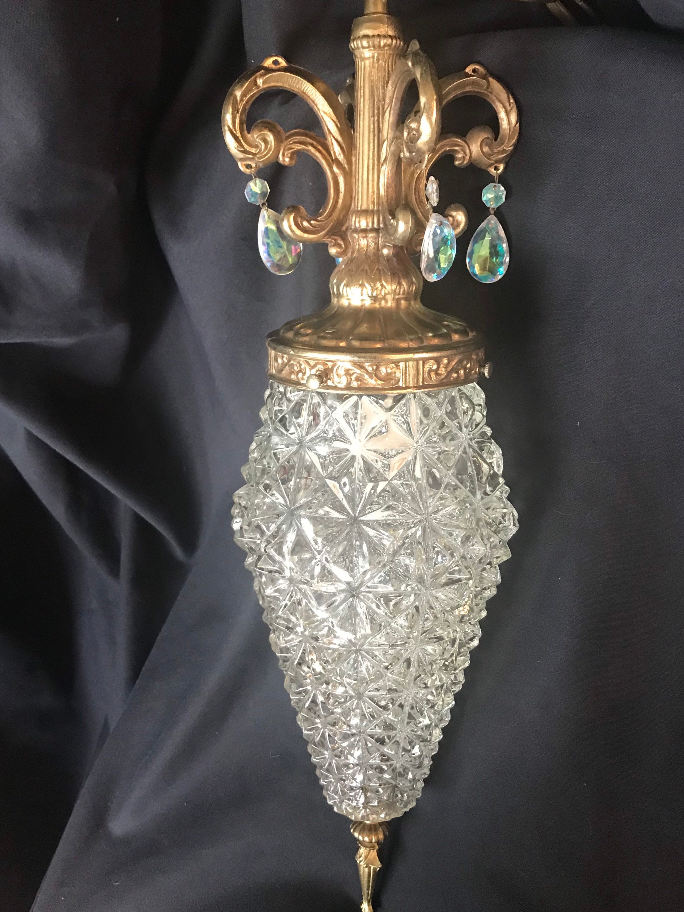 Hollywood Regency Mcm Vintage Swag Pineapple Glass Hanging Lamp Hanging Pendant Lamp Hollywood Regency Mcm Vintage Swag Pineapple Glass Hanging Lamp Hanging Pendant Lamp