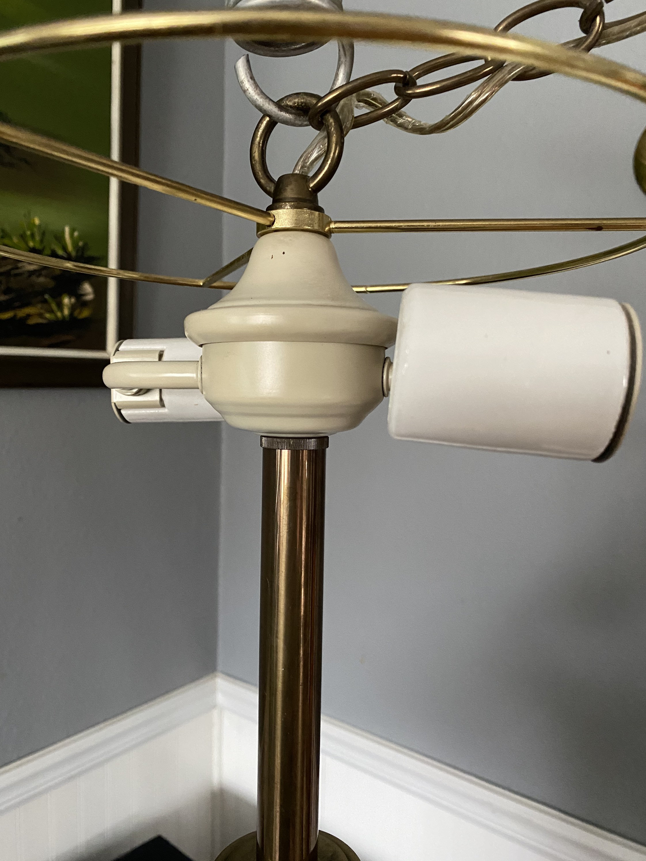 Stiffel Hanging Brass Lamp, MCM Brass Swag Lamp, Vintage Hanging Chain