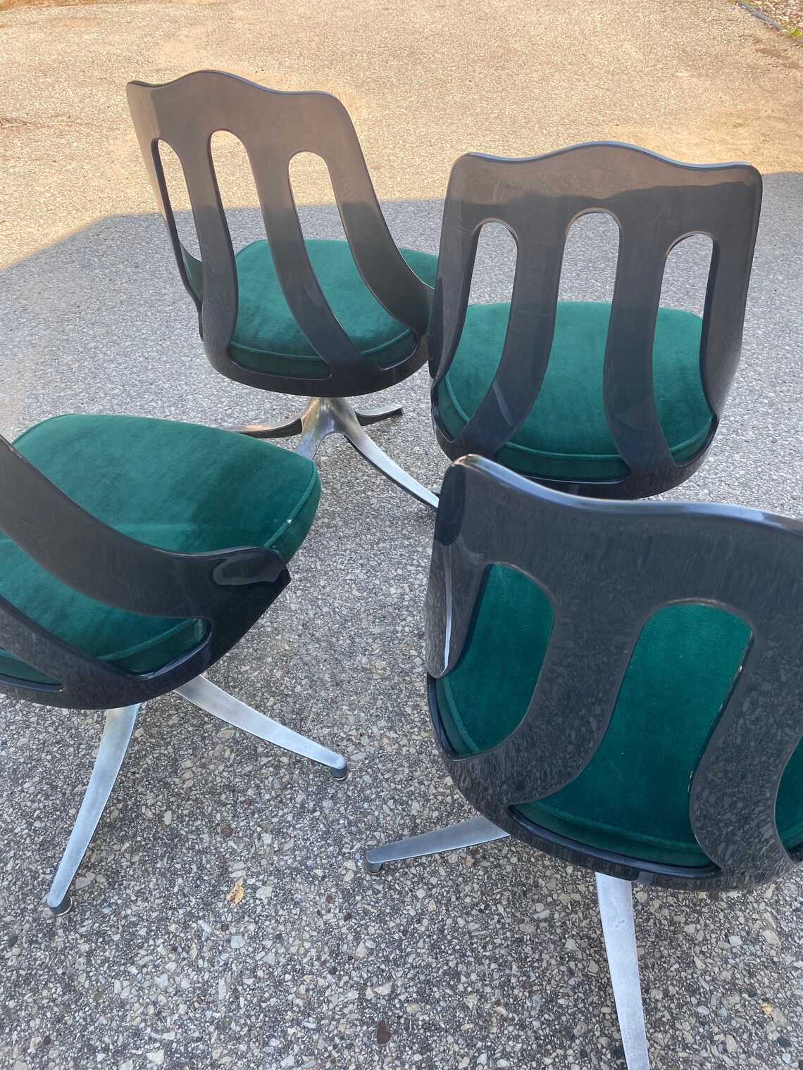 4 Howell Swivel Lucite Green Velour Chairs / Retro Lucite Etsy
