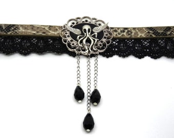 Victorian necklace / steampunk black, bronze