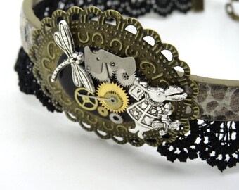 Victorian necklace / steampunk black, bronze