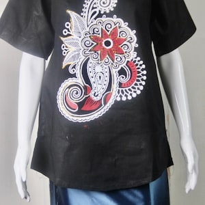 Black Coloured African Adire Batik Tie and dye Top (S/M/L)