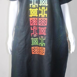 Symbols, Colour Black - African Adire Batik Tie and dye long dress (S/M/L)