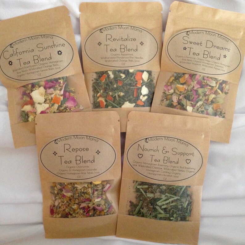 5 Loose Leaf Herbal Tea Sampler Tea Party Favors Care Etsy