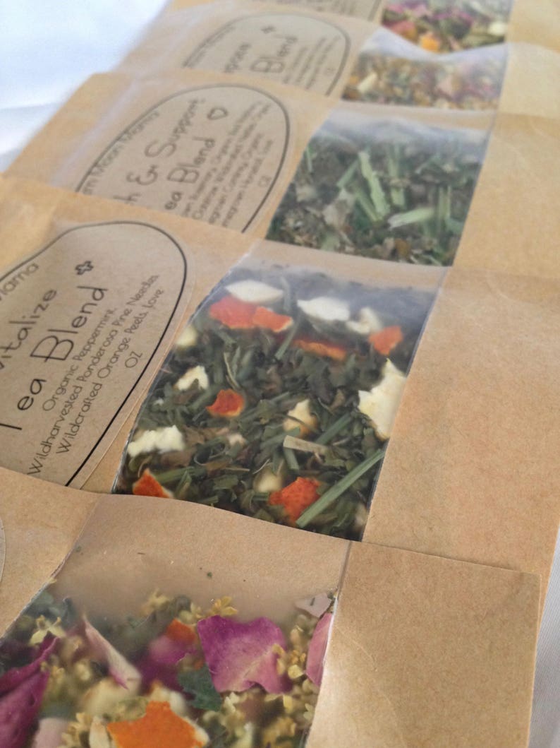 5 Loose Leaf Herbal Tea Sampler Tea Party Favors Care Etsy