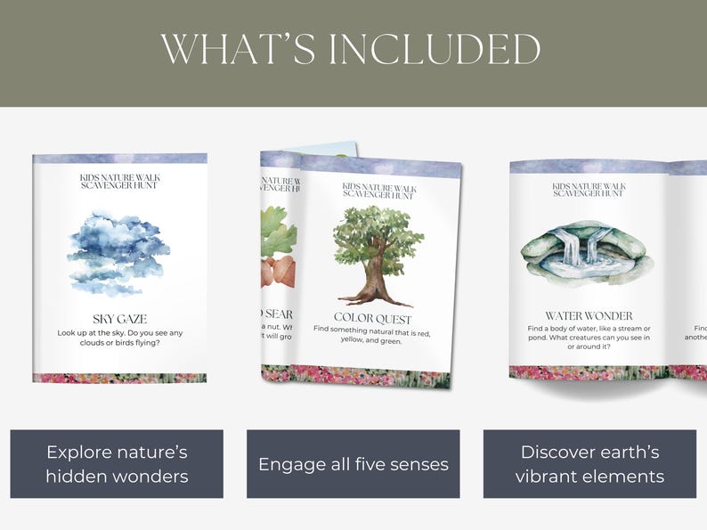 Kids Nature Scavenger Hunt Printable, Kids Outdoor Activity, Outdoor