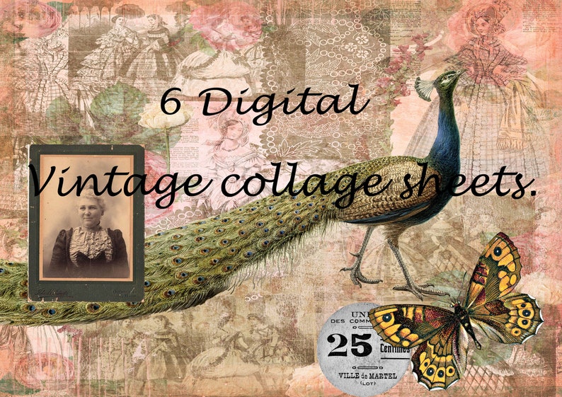 Vintage Digital Collage Sheets. Printable Collage - Etsy