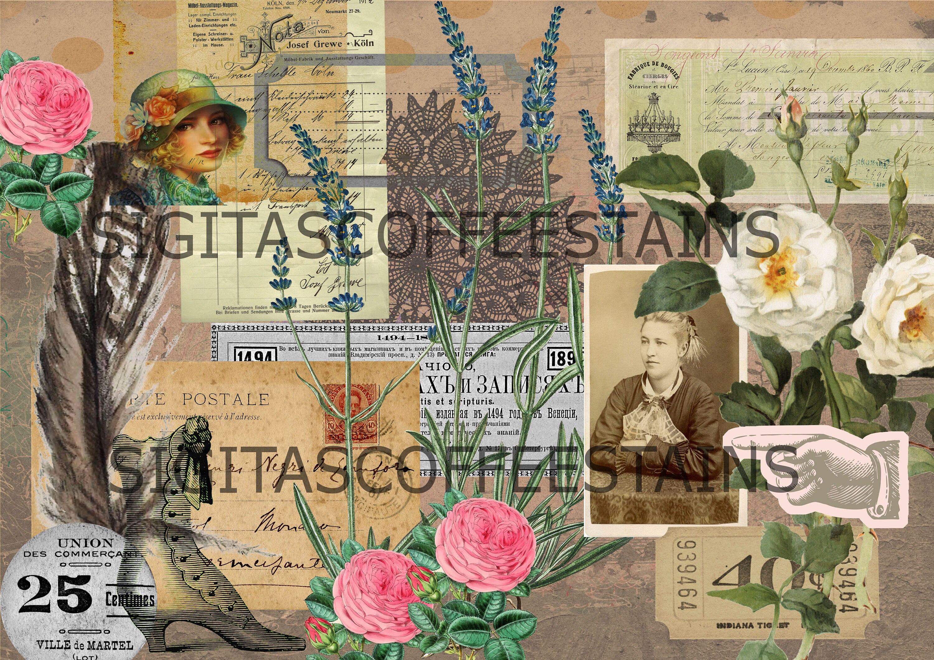 Vintage Digital Collage Sheets. Printable Collage - Etsy