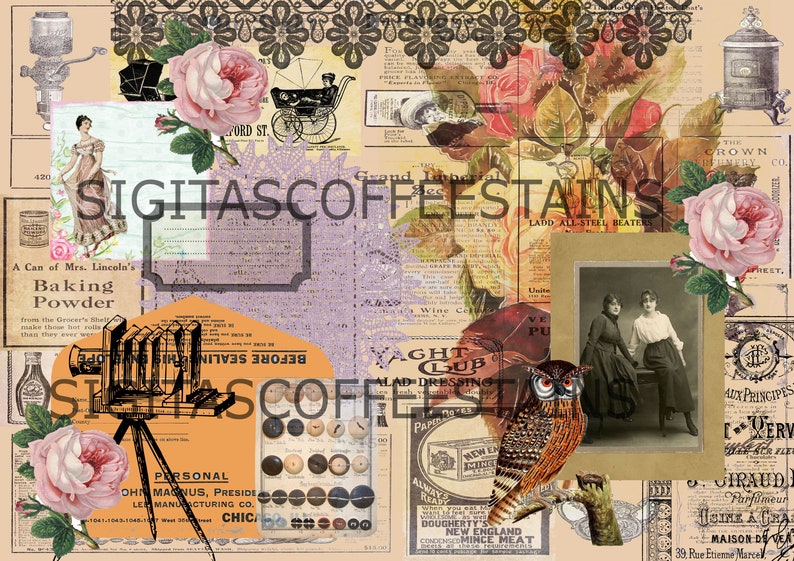 Vintage Digital Collage Sheets. Printable Collage - Etsy