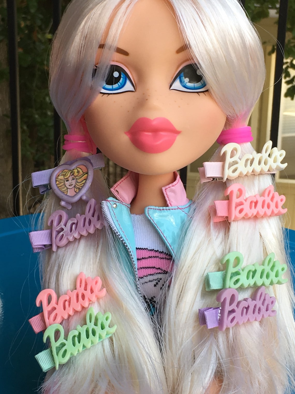 Barbie Doll Heart Lilac Ribbon Hair Clip Set by BBM. Etsy