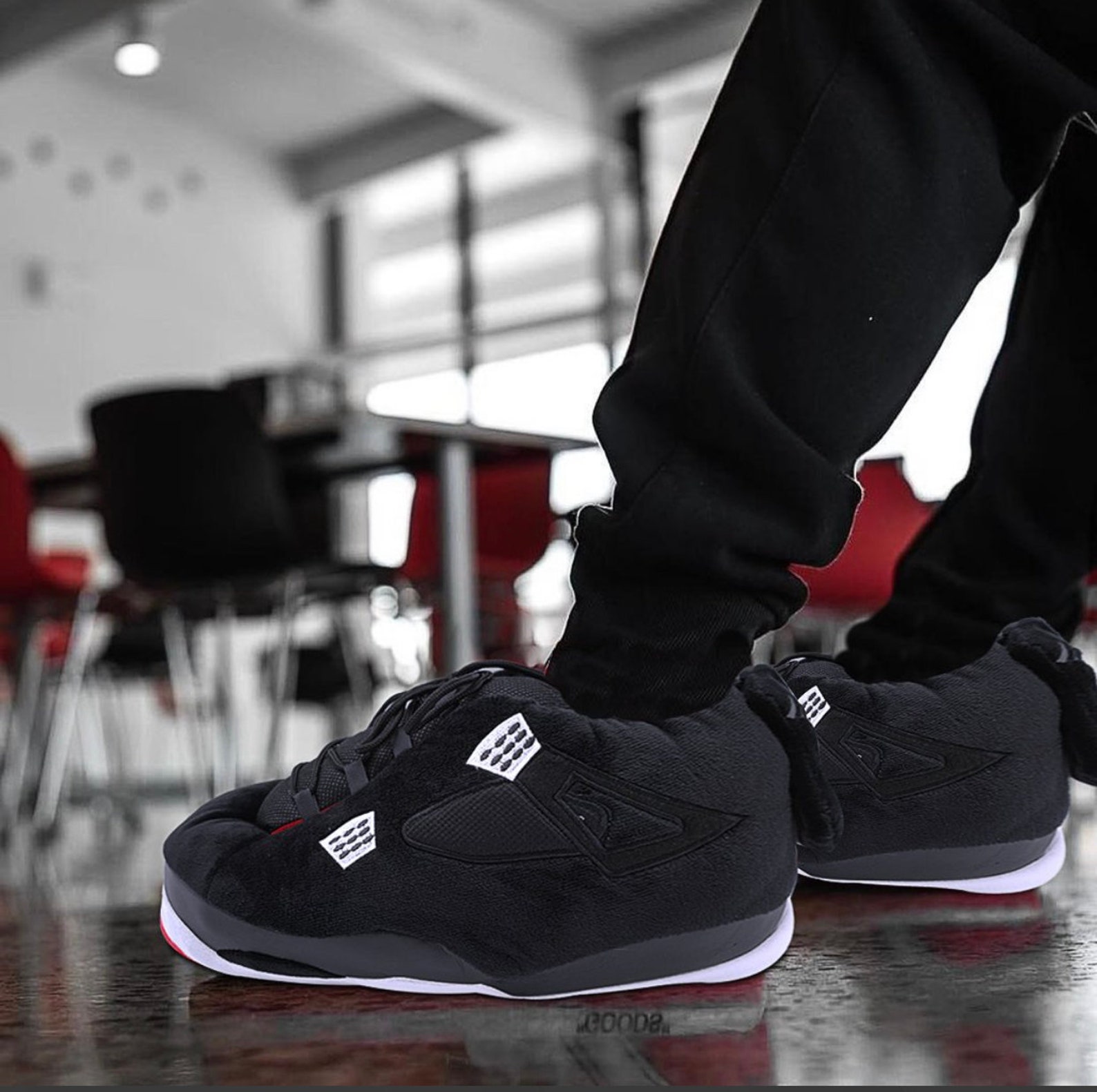 Black/Red Jordan IV Slippers One Size Fits All From Size 4 Etsy