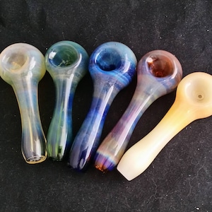 Fumed on Color Spoon Style Glass Tobacco Pipe image 1