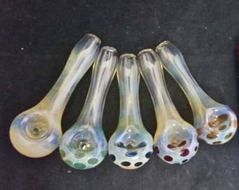 Spotted-end Fumed Spoon Style Glass Tobacco Pipe