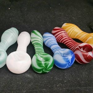 Small 3-4 Spiral Spoon Style Glass Tobacco Pipe image 1