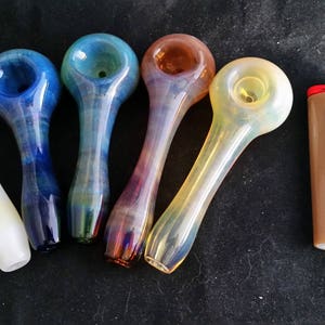 Fumed on Color Spoon Style Glass Tobacco Pipe image 2