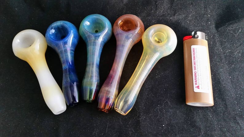 Fumed on Color Spoon Style Glass Tobacco Pipe image 2