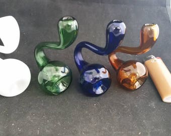 Colored Sherlock Style Glass Tobacco Pipe