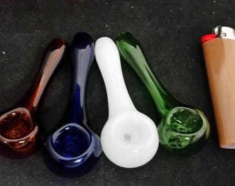 Solid Color Spoon Style Glass Tobacco Pipe