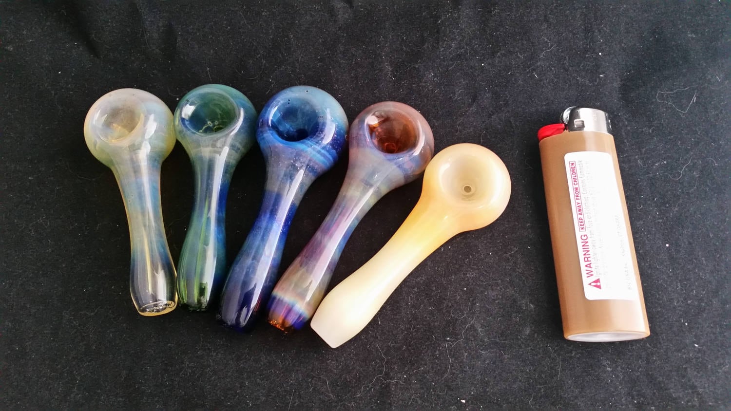 Fumed on Color Spoon Style Glass Tobacco Pipe
