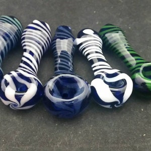 Small 3-4 Spiral Spoon Style Glass Tobacco Pipe image 8
