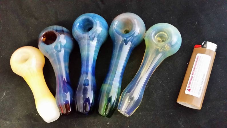 Fumed on Color Spoon Style Glass Tobacco Pipe image 3