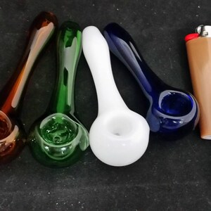 Solid Color Spoon Style Glass Tobacco Pipe image 2