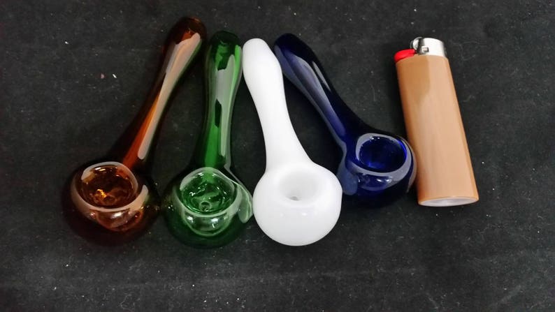 Solid Color Spoon Style Glass Tobacco Pipe image 2