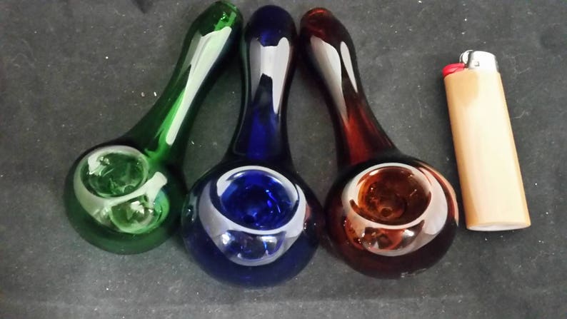 Solid Color Spoon Style Glass Tobacco Pipe image 3