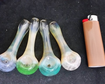 Glass Speckle-Tipped Fumed Spoon Style Tobacco Pipe