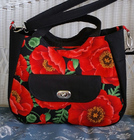 red and black purse