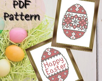 Easter eggs Cross stitch pattern, digital pattern Ukrainian pysanka Easter egg cross stitch, Easter sampler, Happy Easter vyshyvanka egg