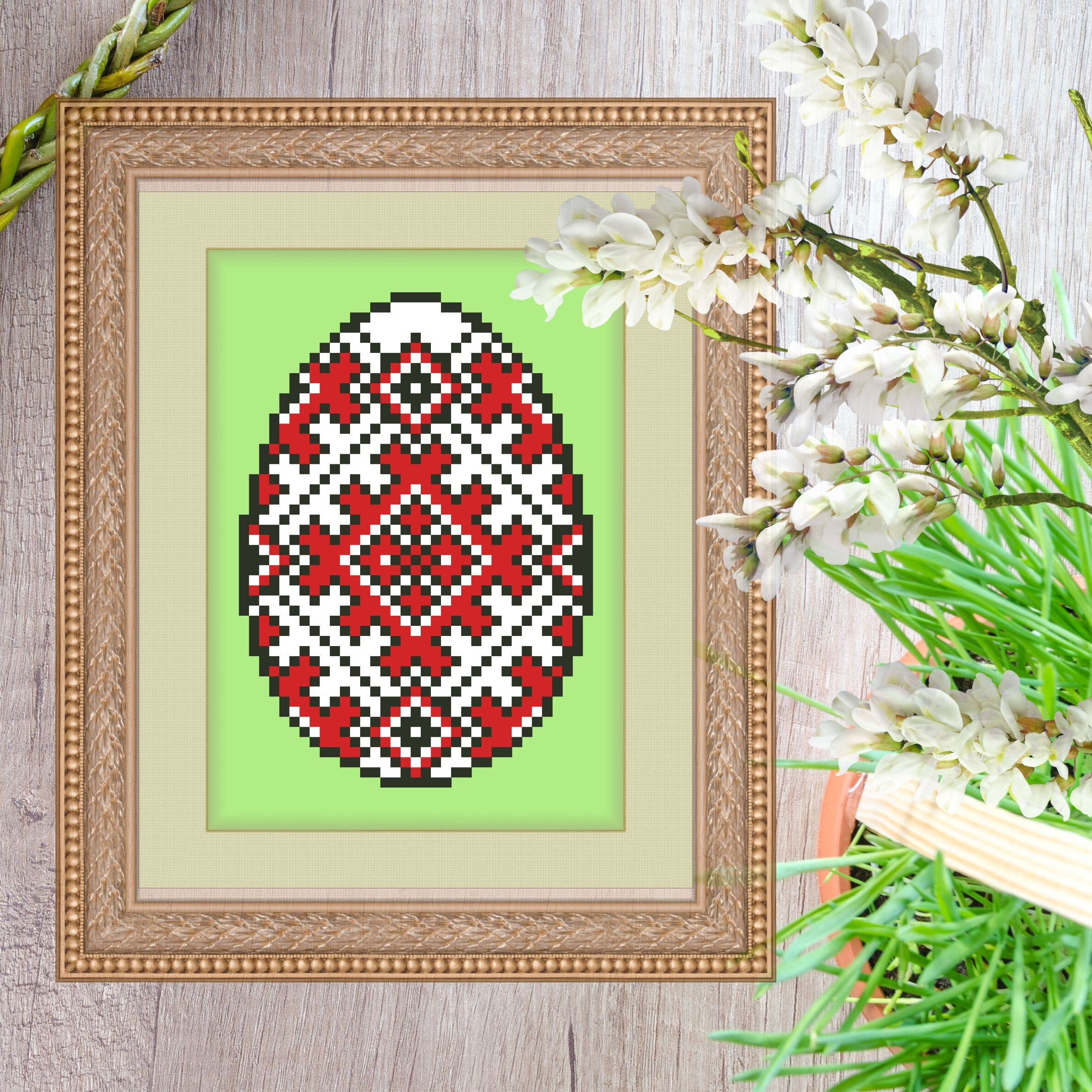 Pysanka Easter Egg Cross Stitch Pattern, Digital Pattern Ukrainian ...