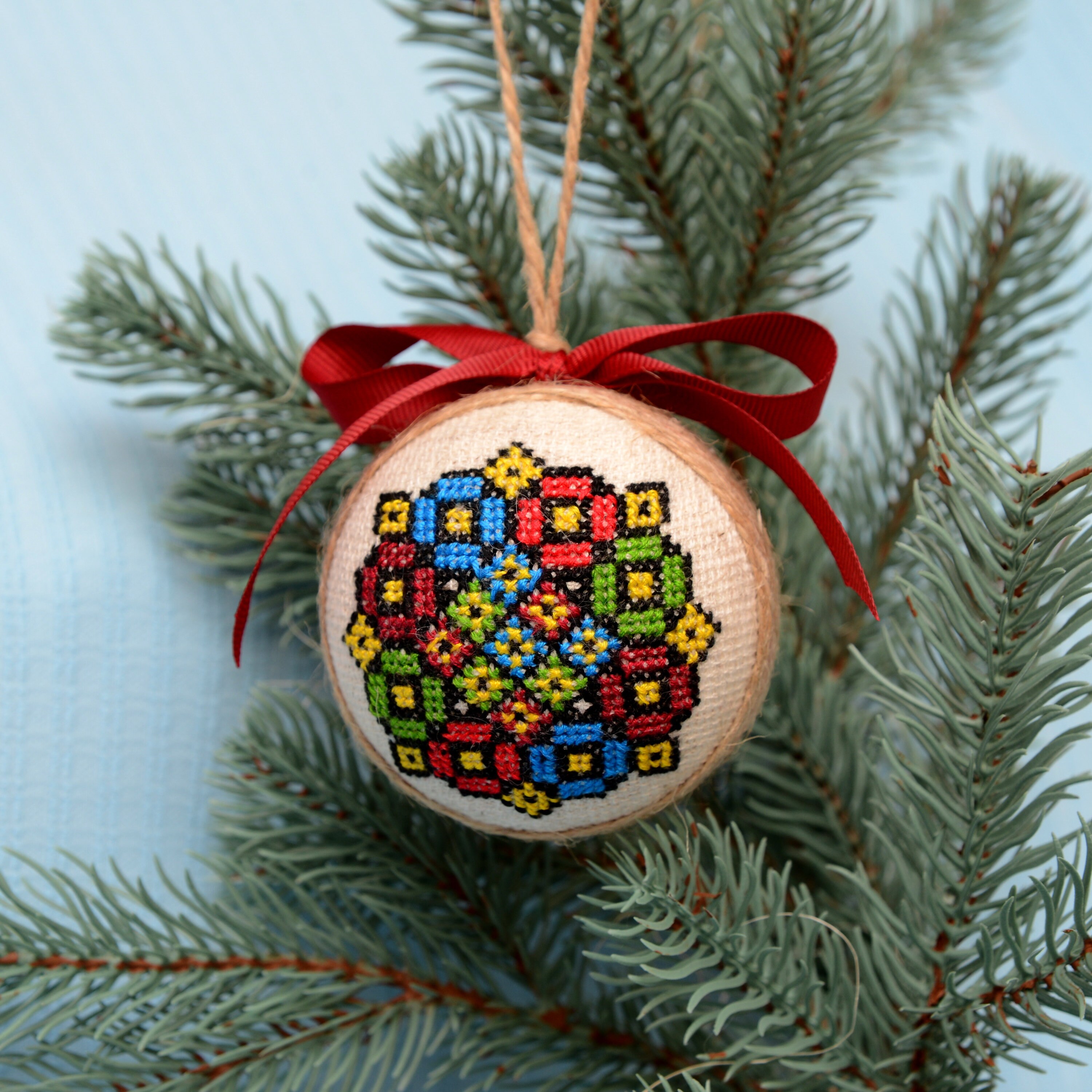 Embroidered Christmas ornament Hand embroidered Christmas Etsy