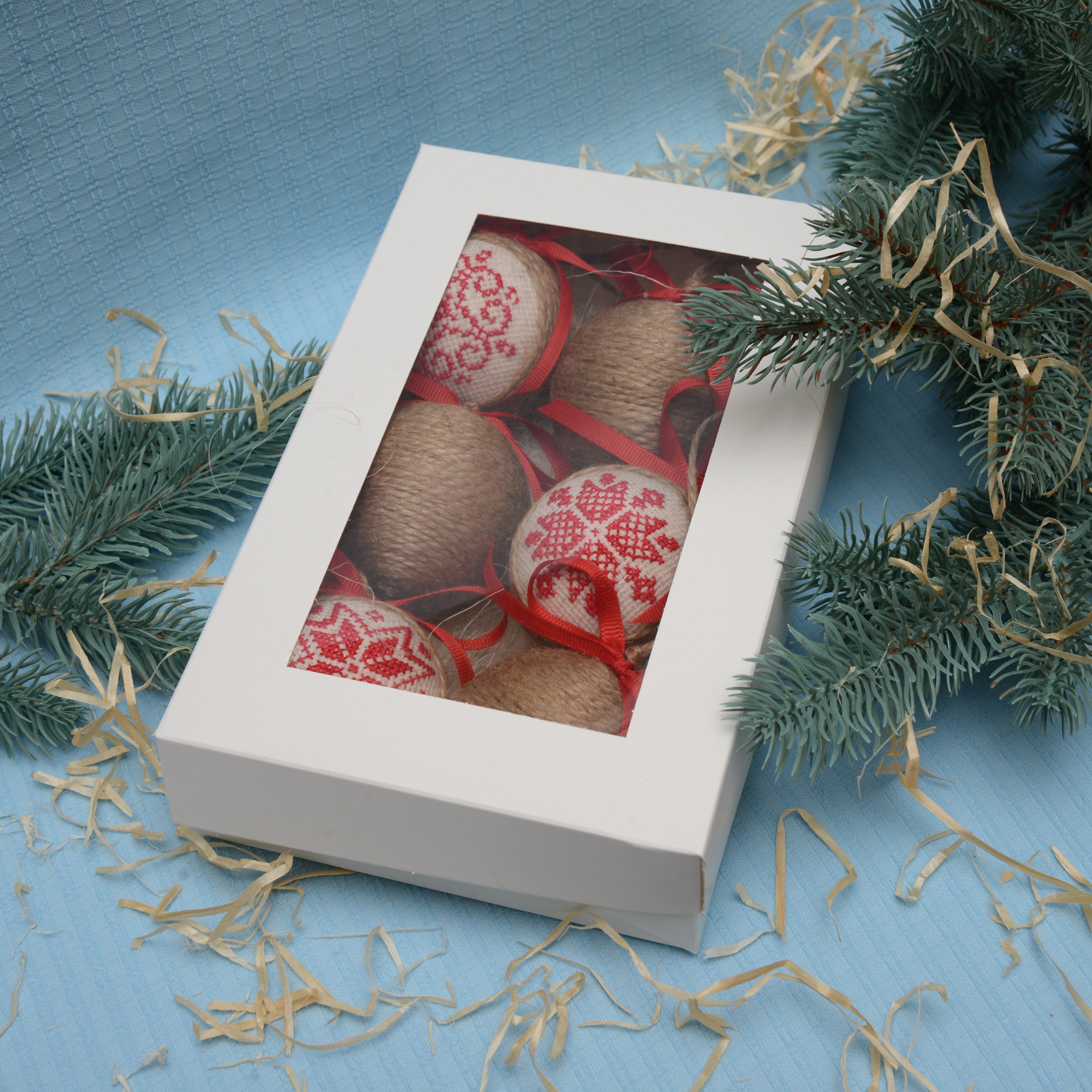 Jute Christmas Ornaments Set of 6. Farmhouse Christmas Tree Etsy