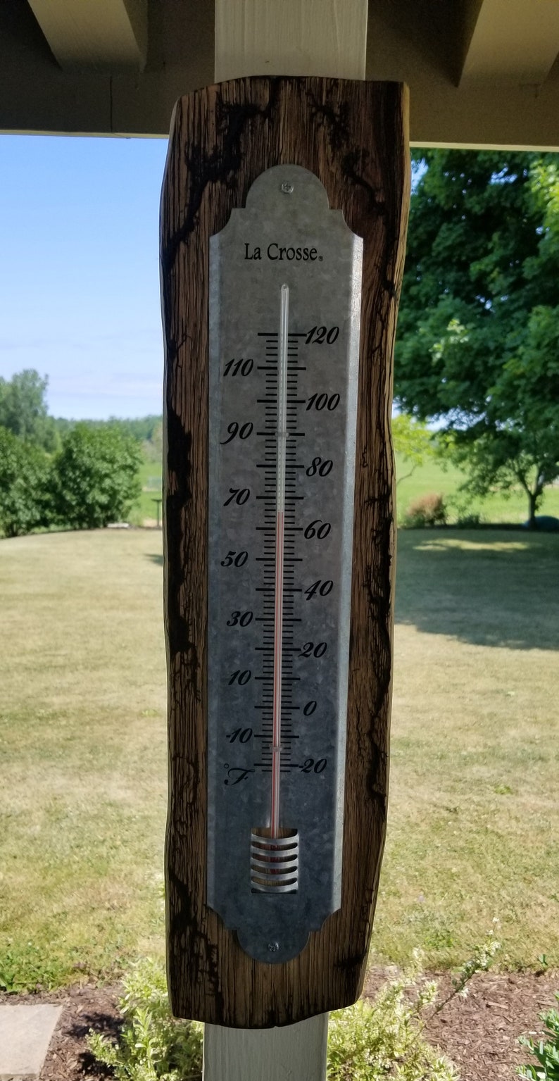 Outdoor Thermometer Rustic Hickory or Rustic Beech & Etsy