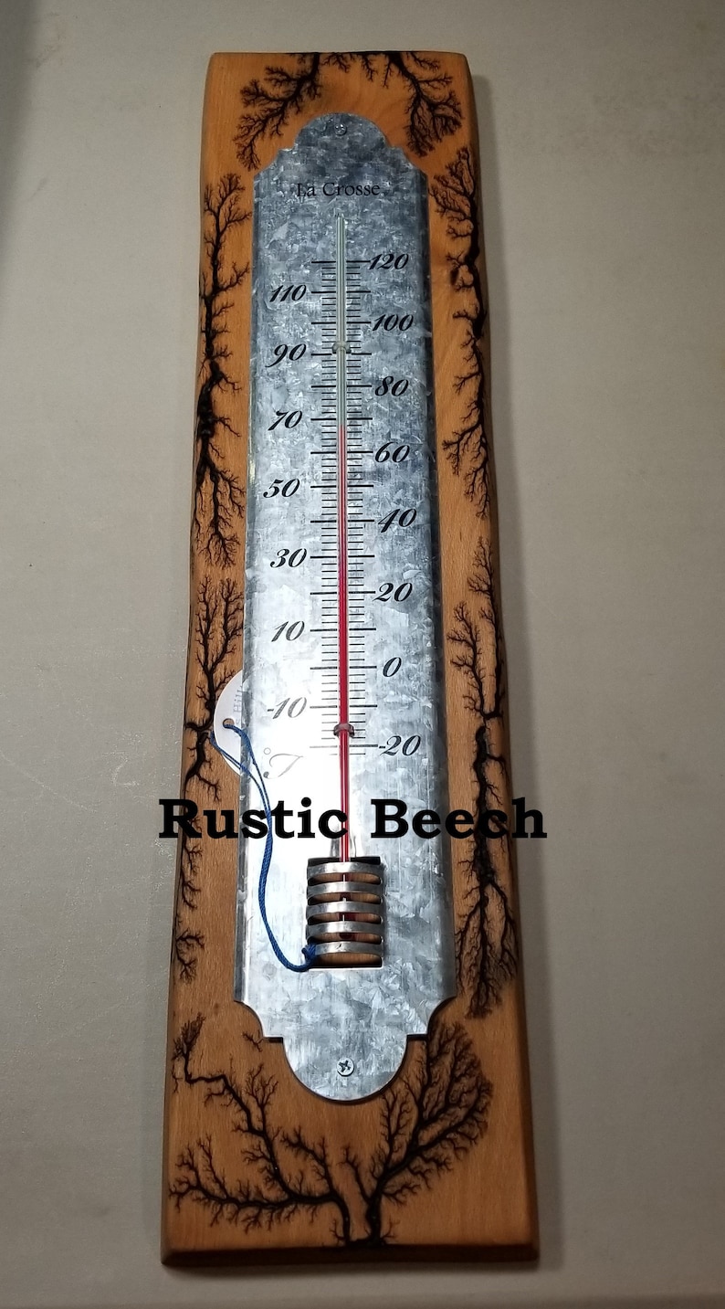 Outdoor Thermometer Rustic Hickory or Rustic Beech & Etsy