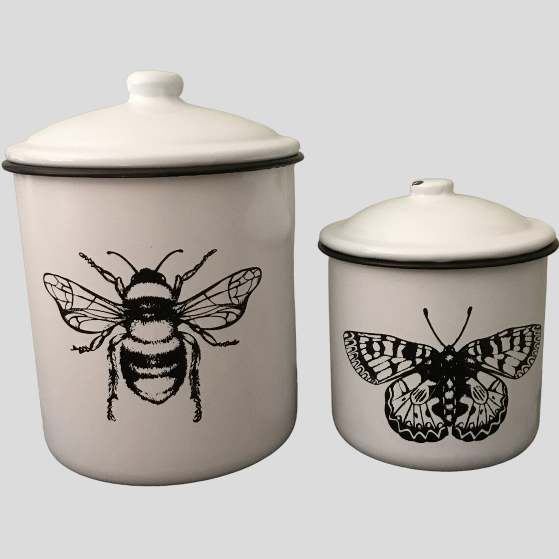 Enamel Canister Set Vintage Inspired Farmhouse Modern Etsy