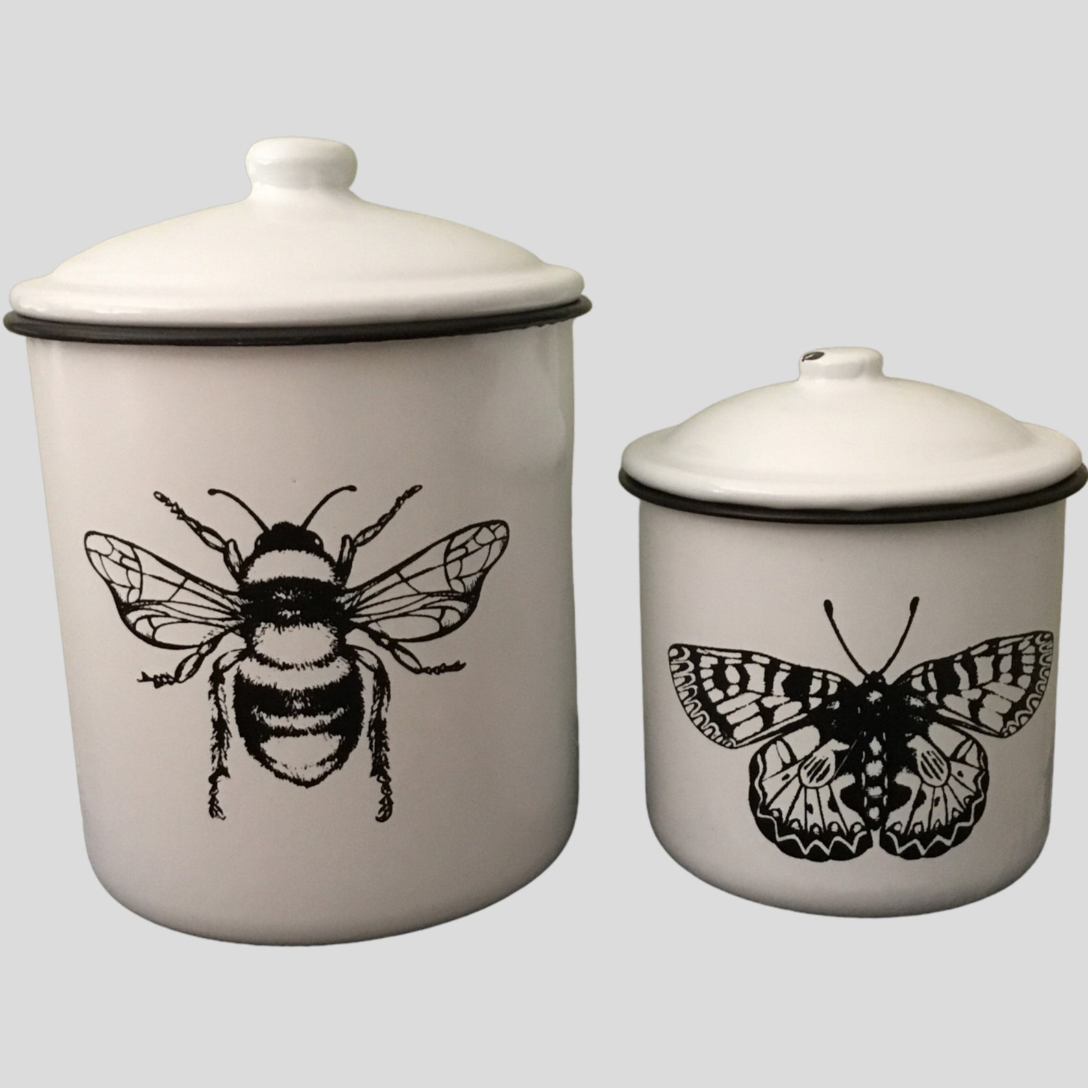 Enamel Canister Set Vintage Inspired Farmhouse Modern Etsy