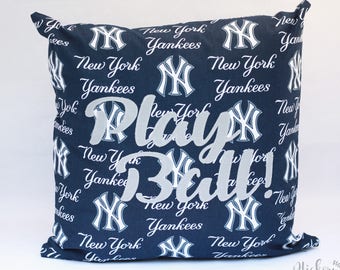 PLAY BALL PILLOW cover, new york, throw pillow, boy gift, dad gift, baseball, yankee nursery, baby boy, baby shower gift, boys room