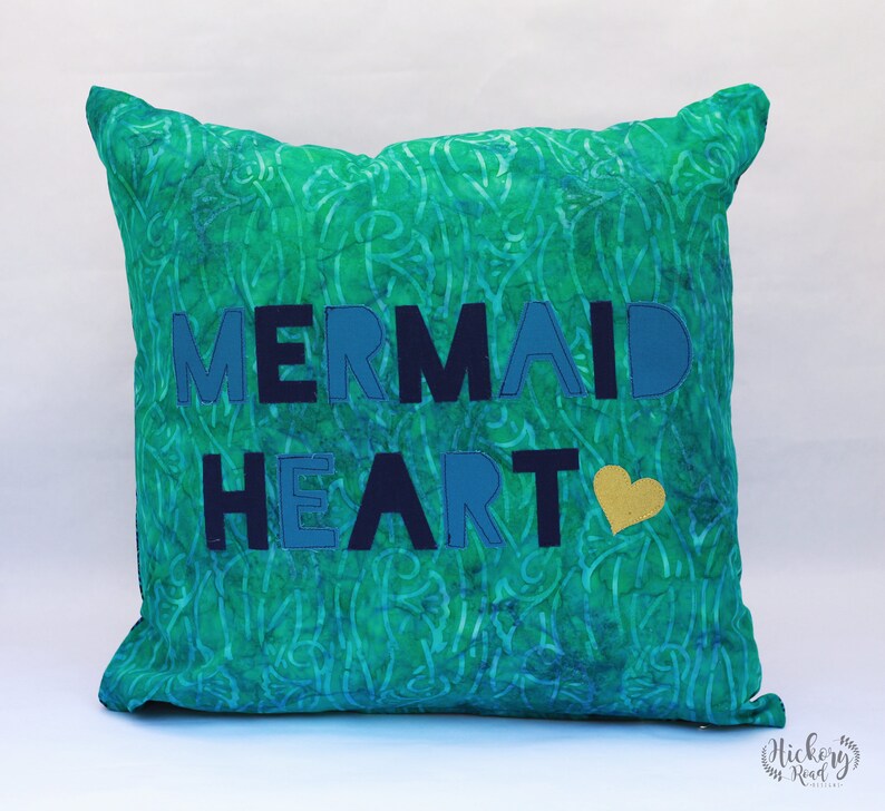 MERMAID HEART PILLOW, Pillow Cover, Girls Room, Girls Gift, Under the