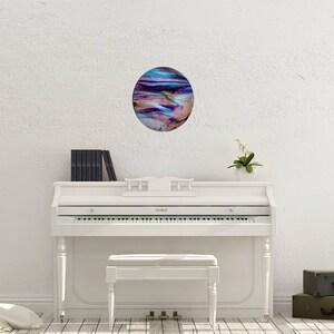18&quot; round abstract acrylic and resin celestial painting on a wooden panel--&quot;tempest&quot;