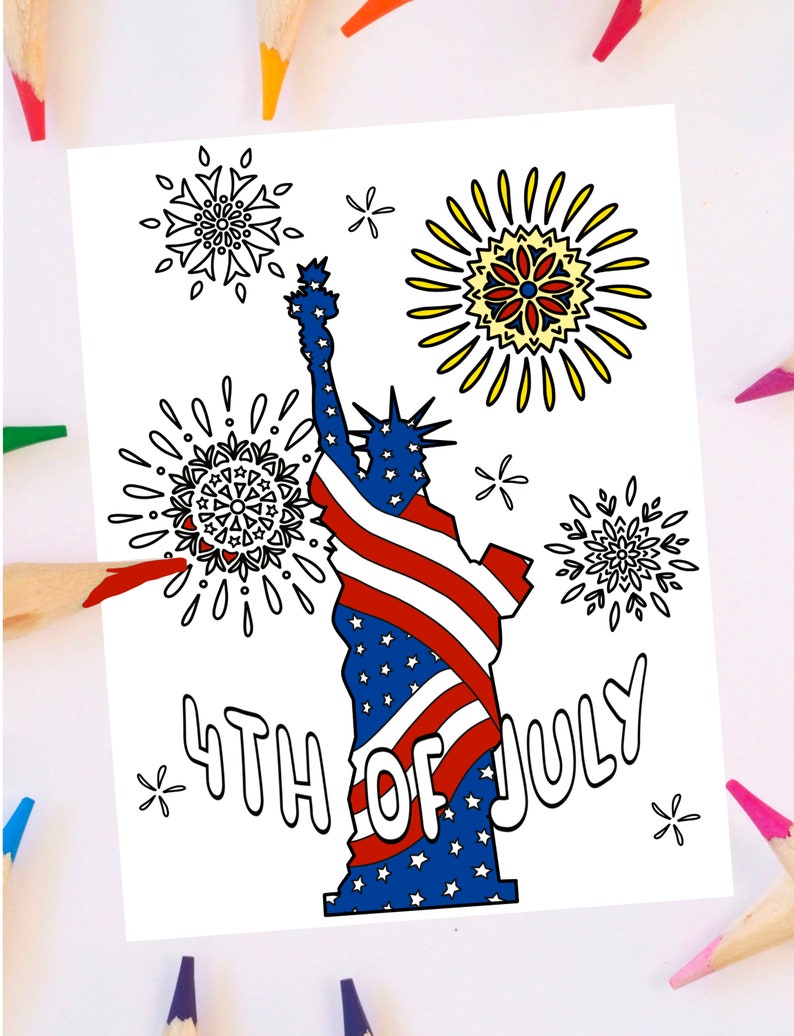 4th of July Printable Coloring Pages INSTANT DOWNLOAD - Etsy