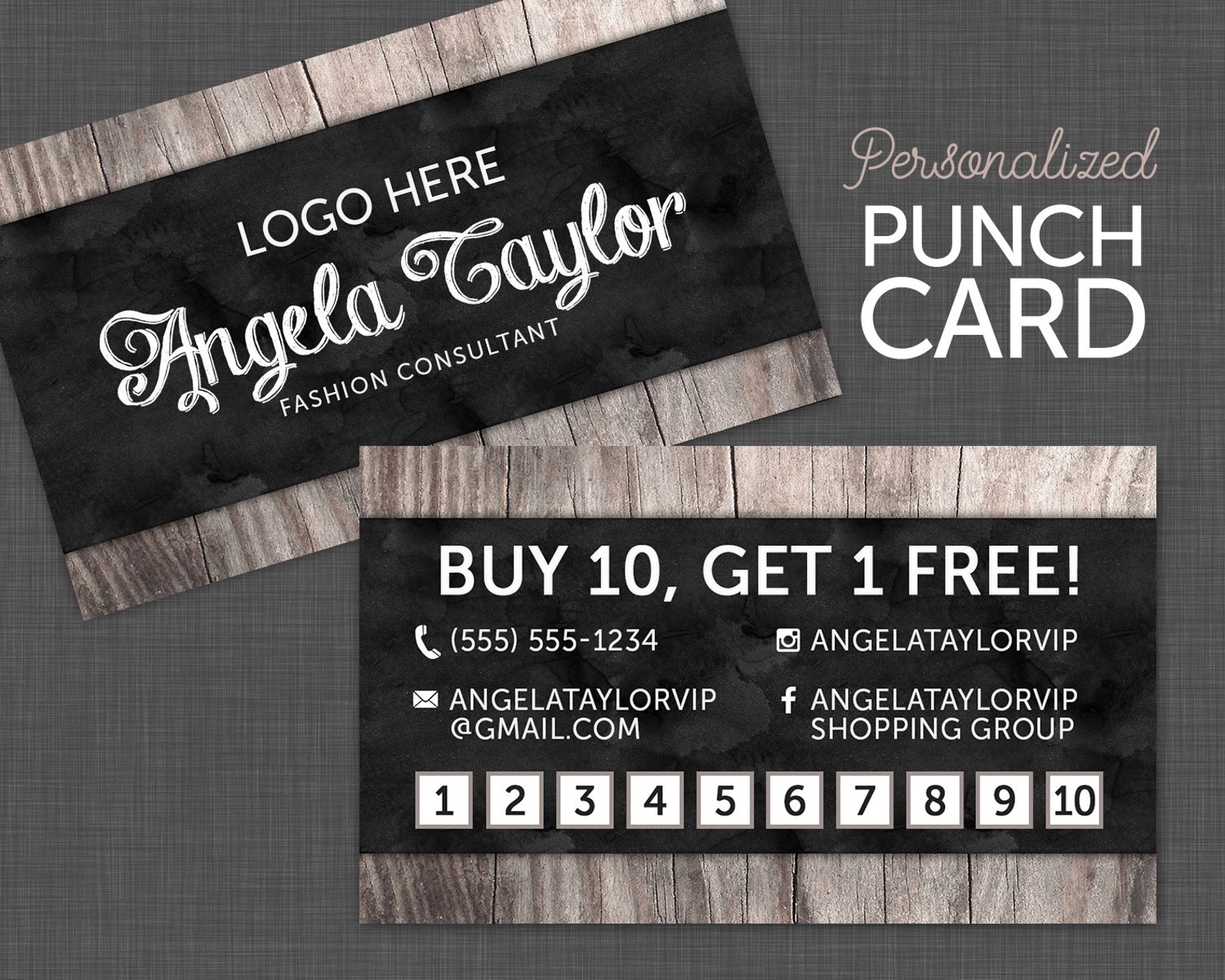 Punch Card Reward Card Business Card Fashion Consultant Etsy