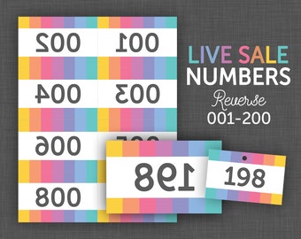 Live Sale Numbers, Reverse Number Cards, Facebook Live, Reverse Numbers 1-200