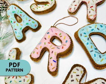 PDF Pattern for Uppercase Felt Sprinkled Sugar Cookie Alphabet Letters & Numbers